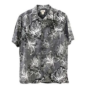 Panama Jack Men's Hawaiian‎ Shirt M Gray Floral Button Up Short Sleeve Tropical